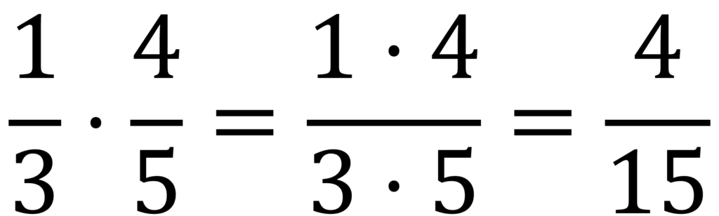 Esempio di Espressioni con frazioni (moltiplicazione): 1/3*4/5=1/15