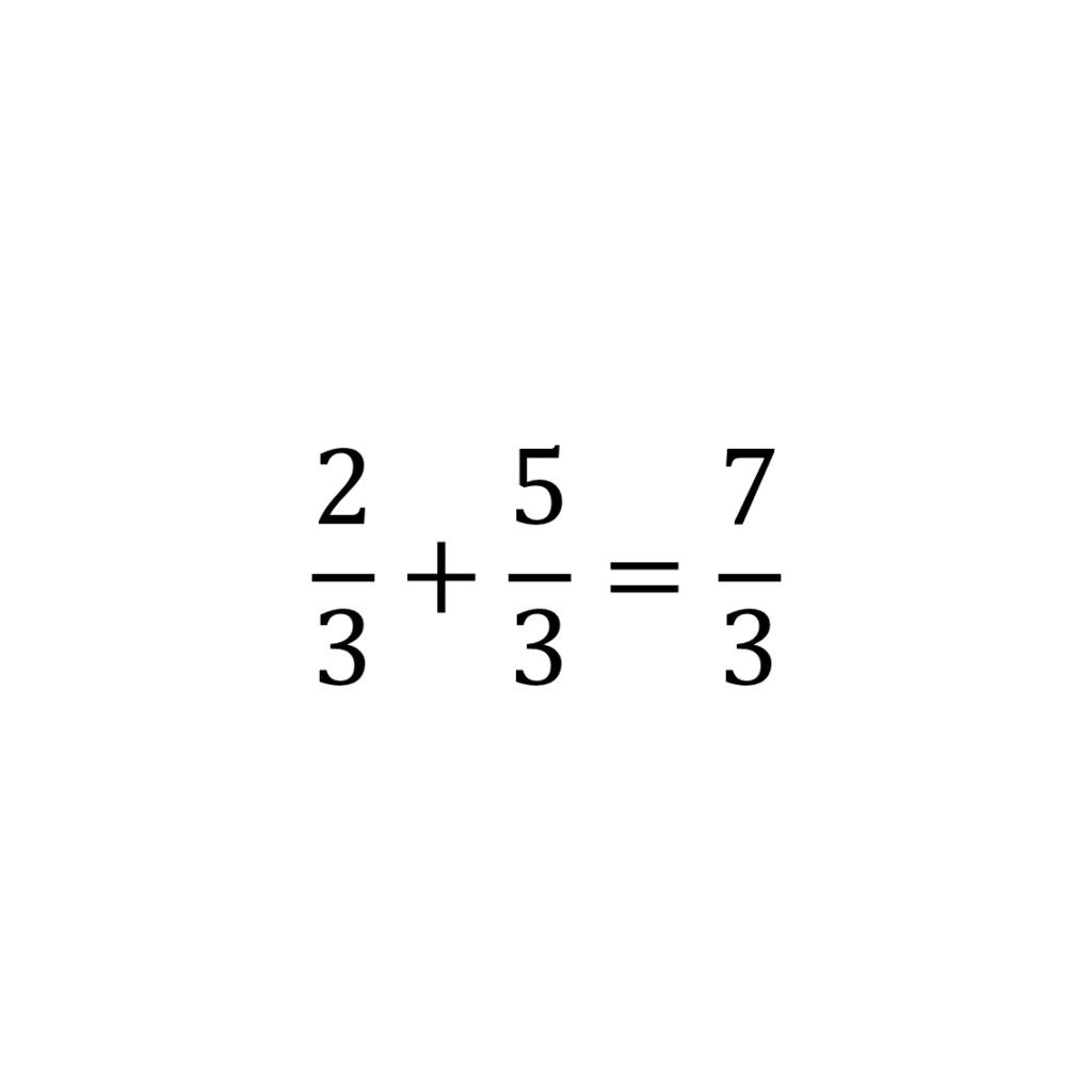 Esempio di Espressioni con frazioni: 2/3+5/3=7/3